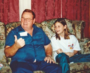 Dad and my youngest daughter. I'm sure he was telling about her cheating on computer games.